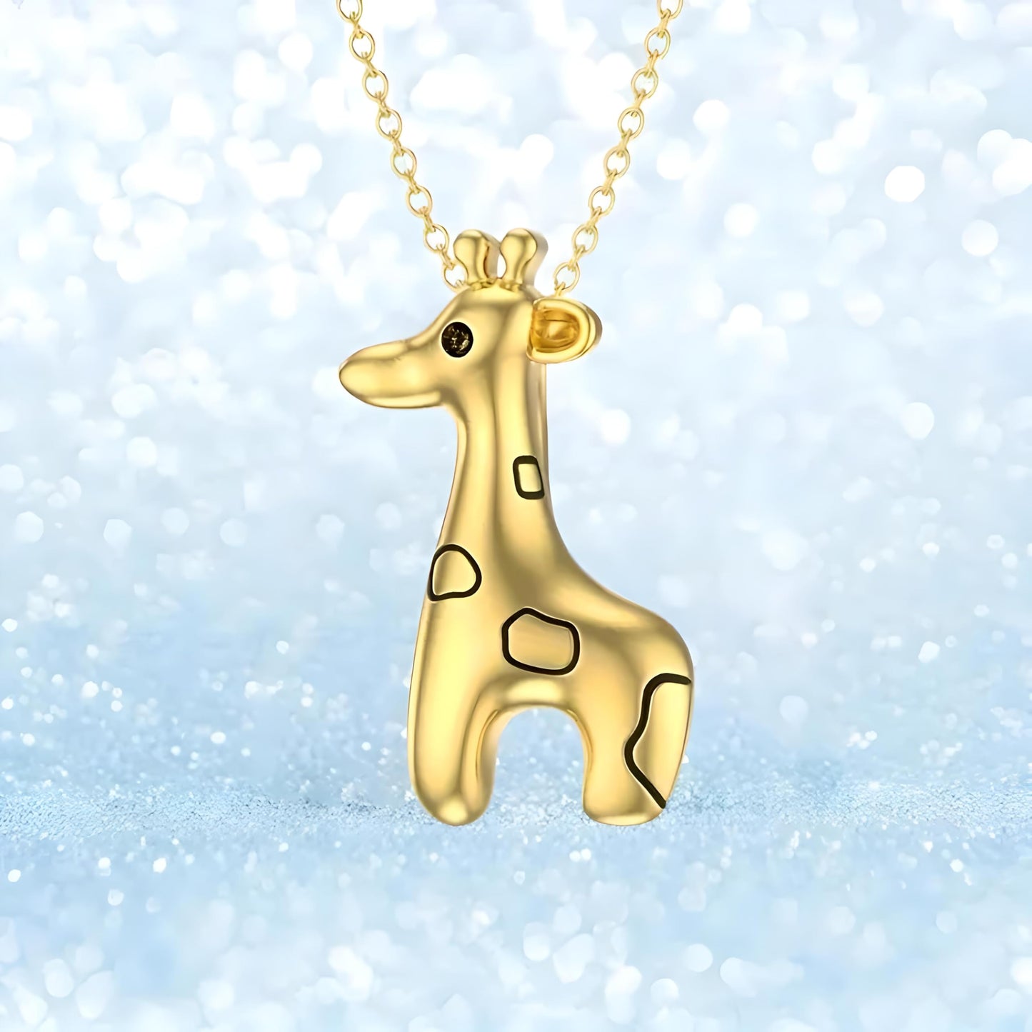 SUPAC Sterling Silver Tree of Life Giraffe Pendant Necklace, Pendant Necklace, Blue Crystal Background, Gift for Animal Lovers! (Golden Giraffe)