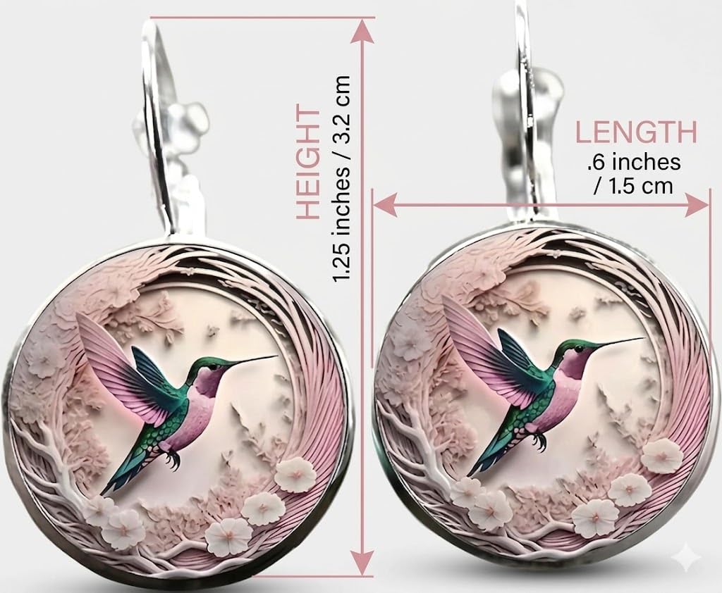 SUPAC Stunning Hummingbird Pendant Necklace - Two Humming Birds Searching for Flower - Fashionable Alloy Jewelry with Delicate Details - Birthday, Party, Gift Idea for Her