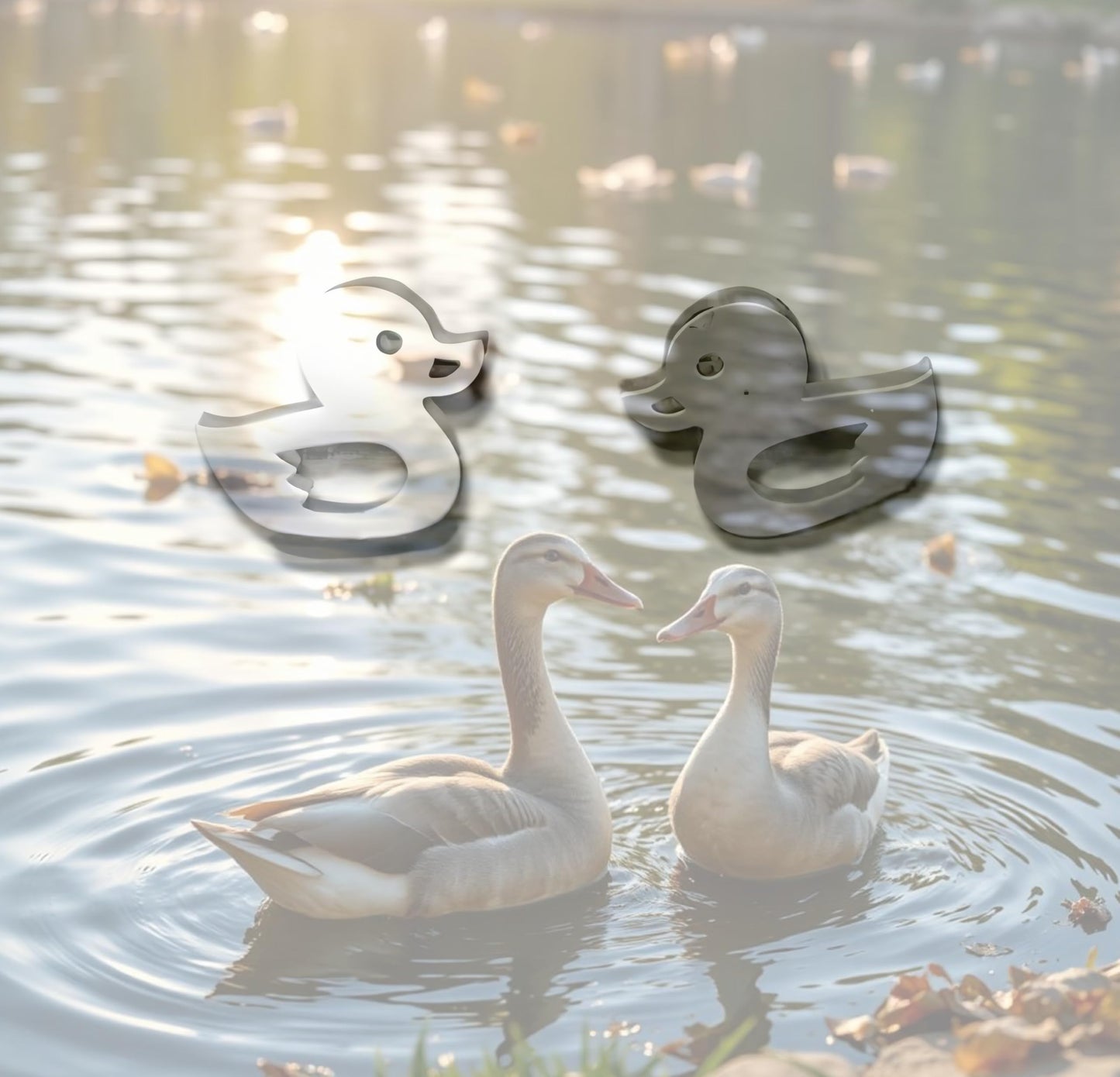 Cute Duck Stud Earrings, Gold Plated, Small Size - Gold, Silver, Black Options - Gift For Duck Lovers'