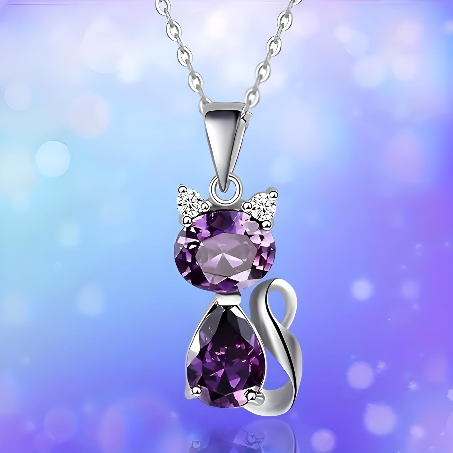SUPAC Pink Shiny Cat Pendant Necklace Jewlery, Gift for Women or Men, Birthday, Christmas or Party Gift - Delicate Exquisite Collar Charm