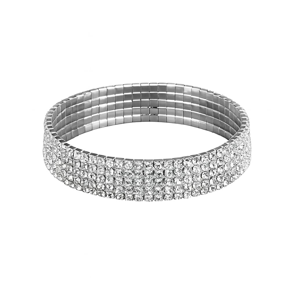 Gold Tennis Bracelet, Stretch Hand Jewelry for Women Men, Luxury Shiny (Simulated Diamond) - Christmas or Birthday Gift