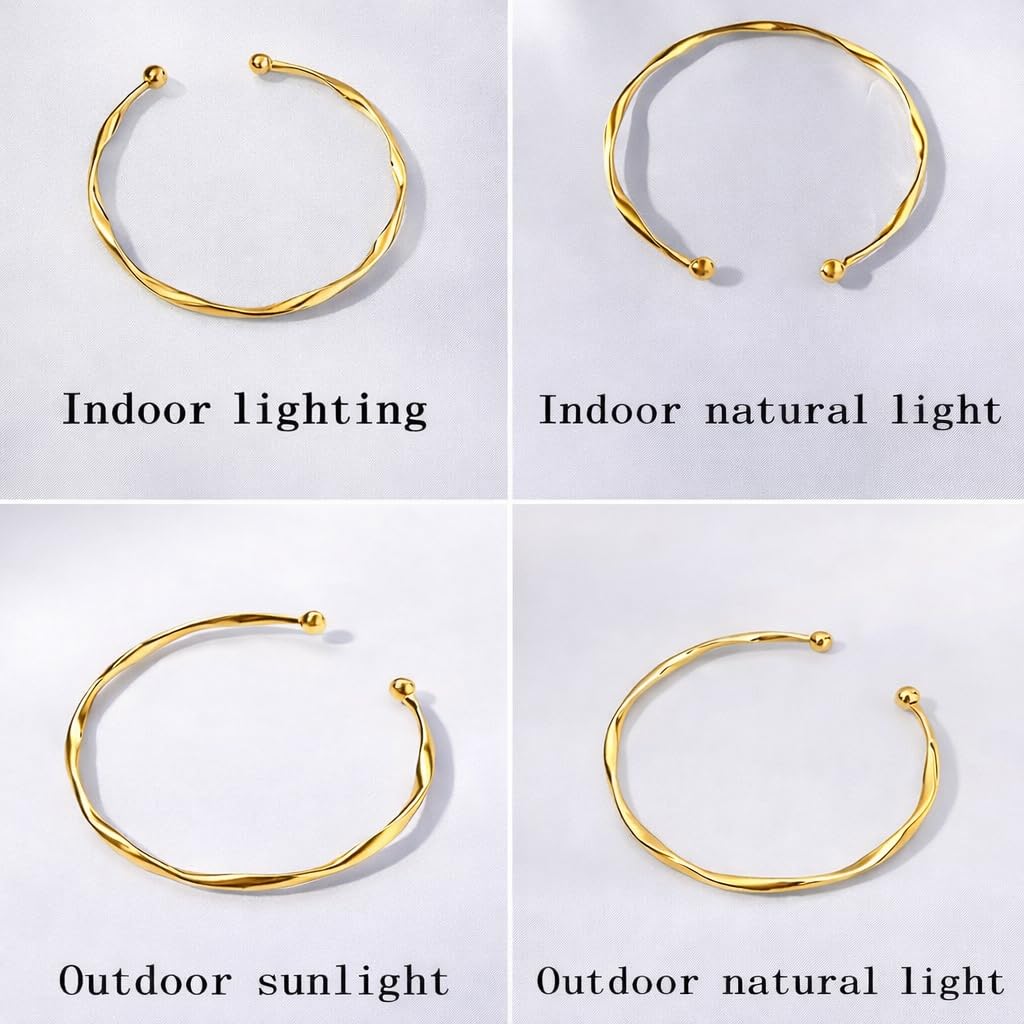 SUPAC Luxurious Twist Open Cuff Bangle - Adjustable, Minimalist Fashion, Golden Bracelet For Women - Elegant, Simple, and Versatile Accessory for Any Occasion - Christmas or Birthday Gift