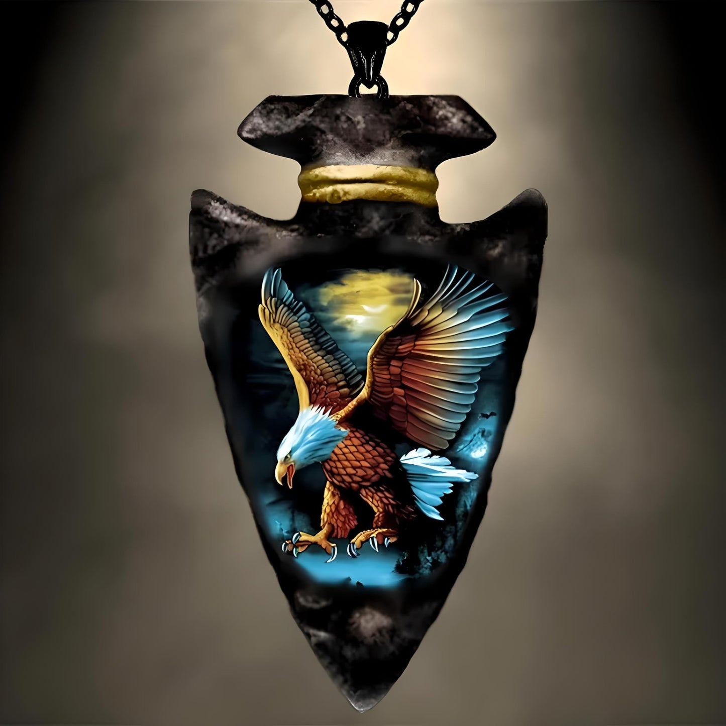 SUPAC Bald Eagle Triangle Pendant Necklace - Fashion-Forward Hip Hop Style - Durable & Bold Accessories for Men - Gift Idea for Every Occasion