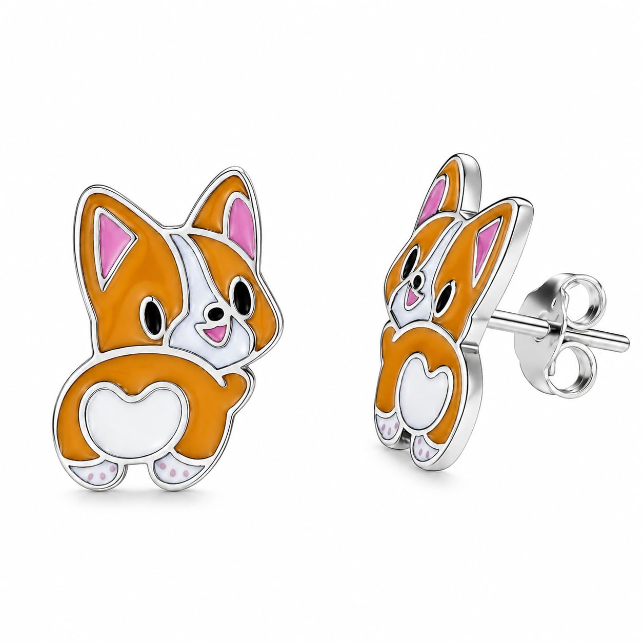 Dog Lovers' Earrings, Different Dog Breed Stud Earrings with Crystals, Rose Gold and Silver Tone - Party, Birthday, or Christmas Gift