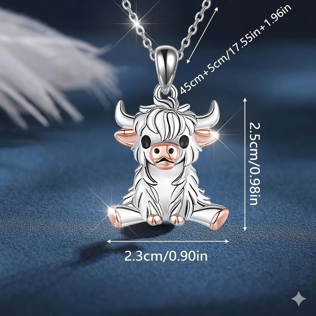 SUPAC Unique & Fashionable Cartoon Cow Necklace with Flower Pendant in White K