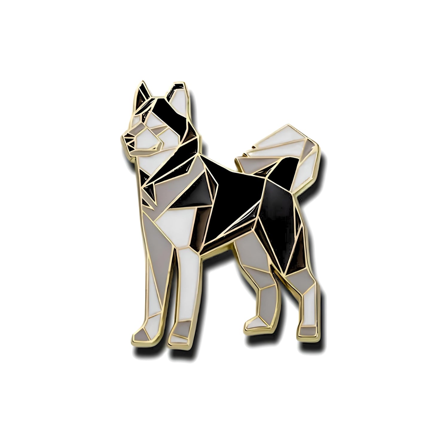 Dog Breed Pins - Geometric Australian Shepherd, Cat, Husky, Bernese Mountain Dog, Enamel Pin, Modern Art Design, White and Purple - Badge for Men