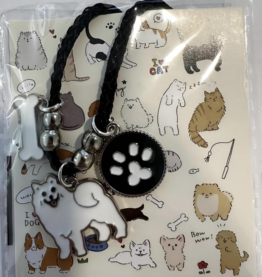Pet Charm Bracelet with Dog Charms, Black Braided Band, I Love Dogs Design - Dog Lovers' Bracelet - Different Breeds of Dogs, Pet Lover Gift for Birthday and Holiday, Durable and Long-Lasting, Hypoallergenic and Nickel-Free, Everyday Wear (Samoyed)