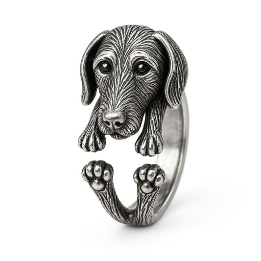 SUPAC Adjustable Silver Dog Ring, Westie Terrier and Bulldog Design, Fashion Jewelry (Silver Dachshund)