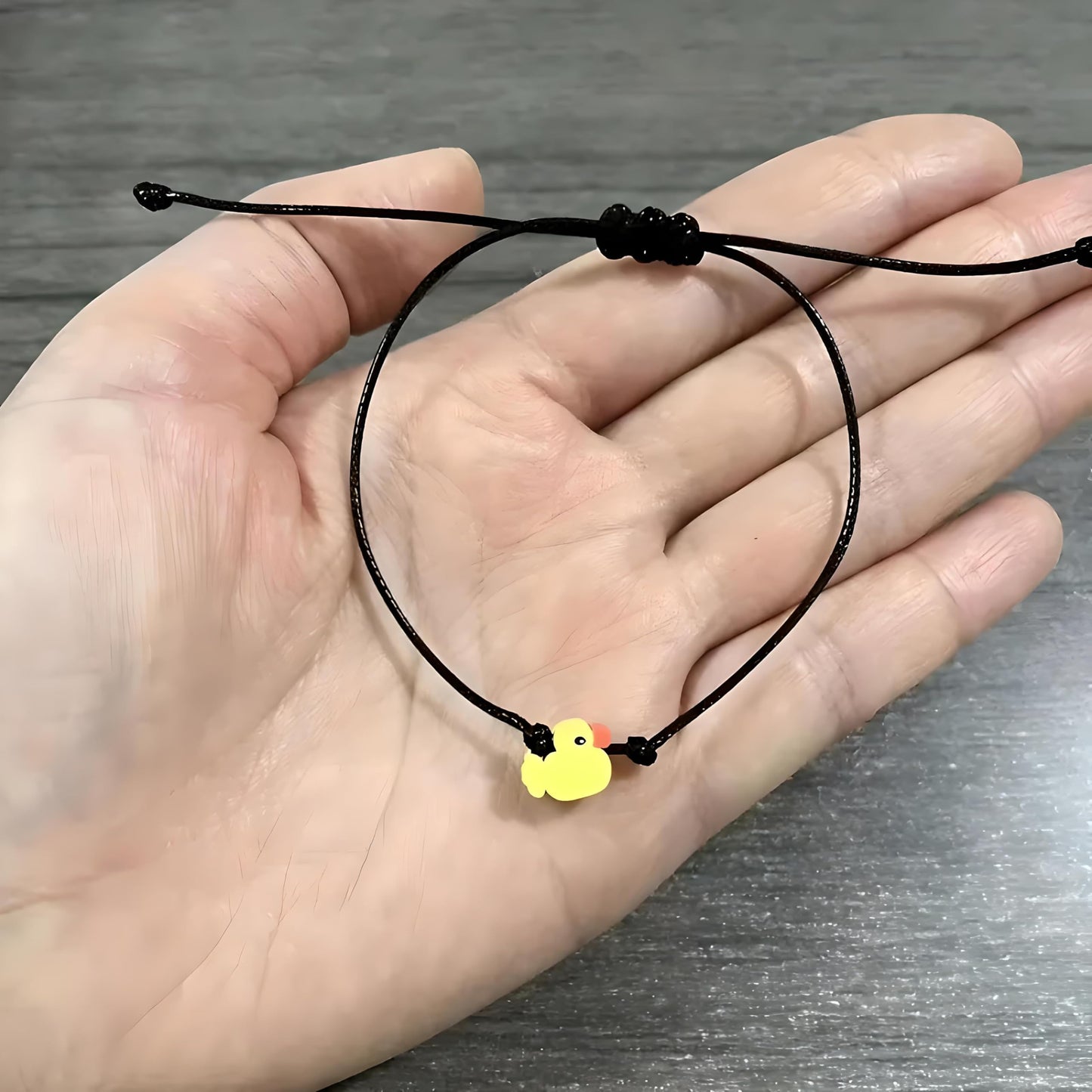 SUPAC Animal and Sport Friendship Bracelet, Always Bee You Wish Bracelet, Black Adjustable String, Decorative Animal Charms, 6.2-11.8 inches (Yellow Duck)