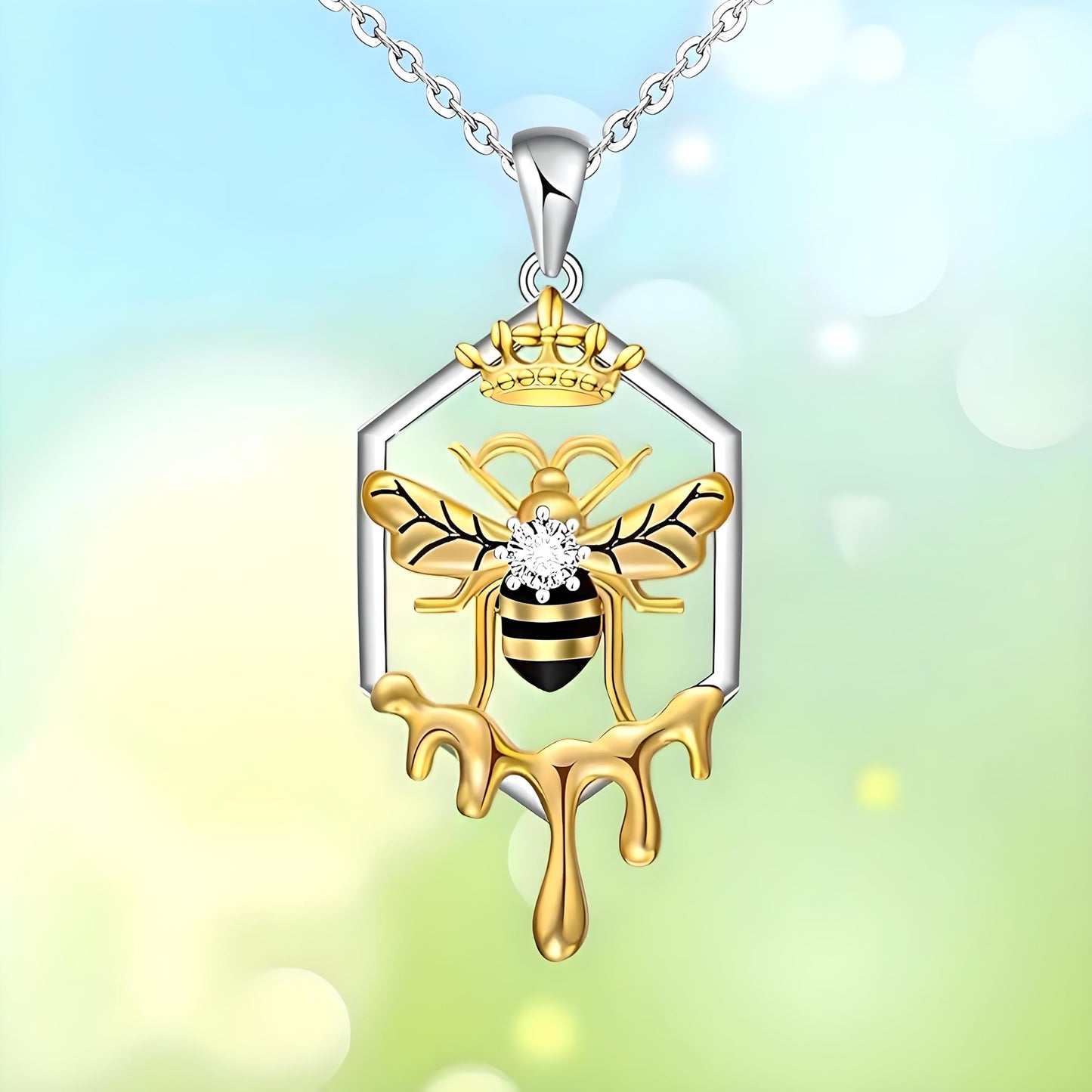 SUPAC You Are My Sunshine Sunflower and Bumble Bee Heart Pendant Necklace for Women, Dainty Jewelry, Birthday or Christmas Gift