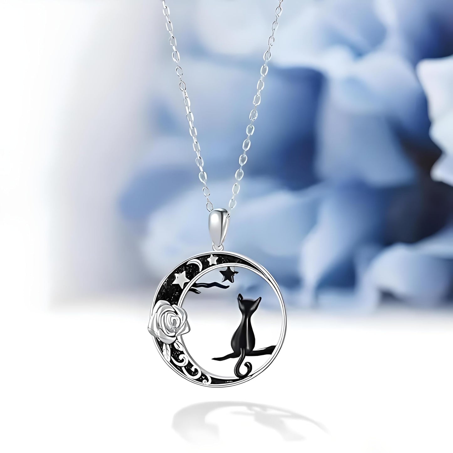 SUPAC Cute Heart Necklace, With Black Cat - Charming Cat Heart in Rose Gold - Stylish Gift for Women & Party Accessory
