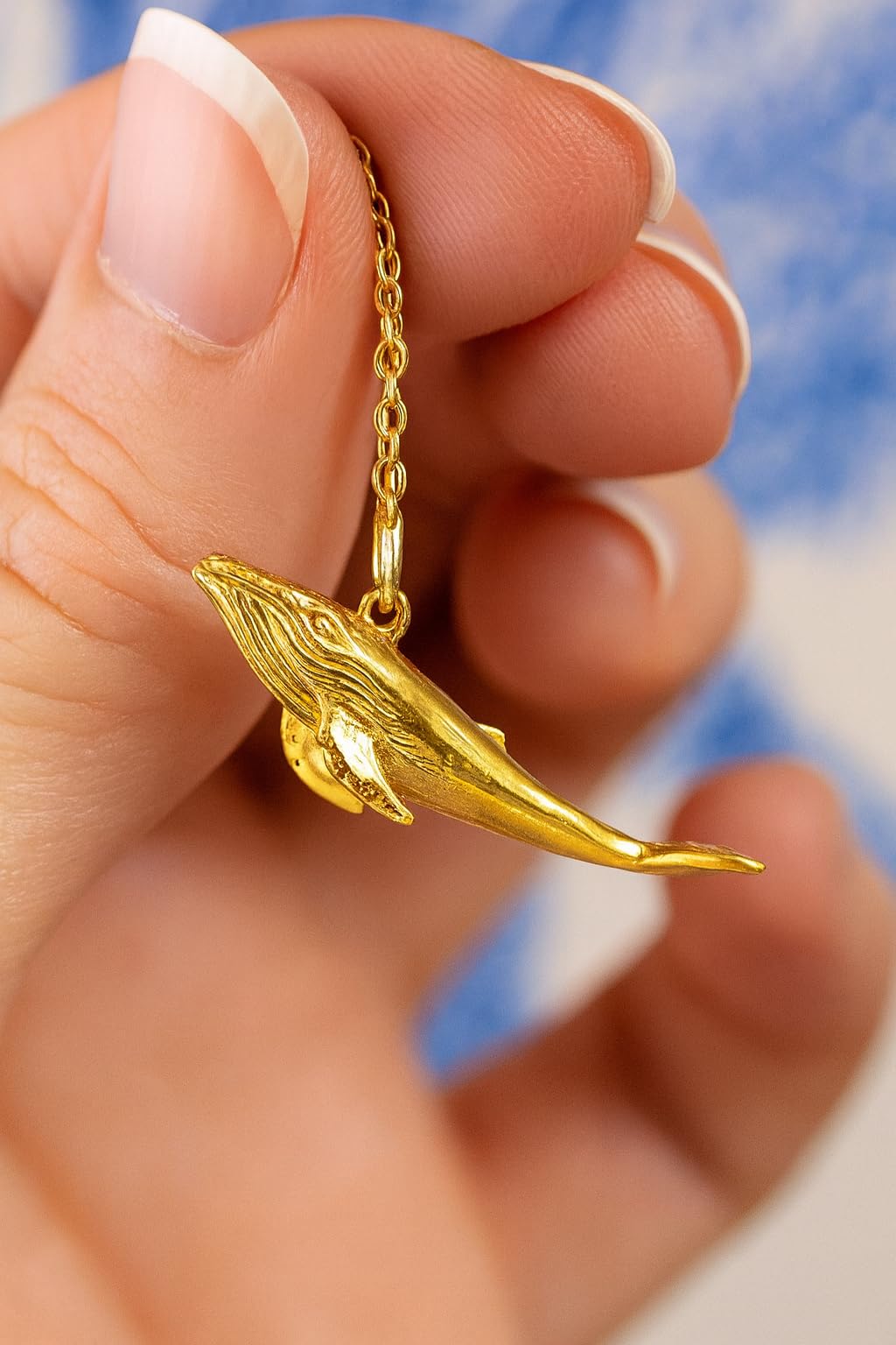 Stainless Steel Whale Pendant Necklace, Gold and Silver Tone, Ocean Theme - Whale Necklace Gift