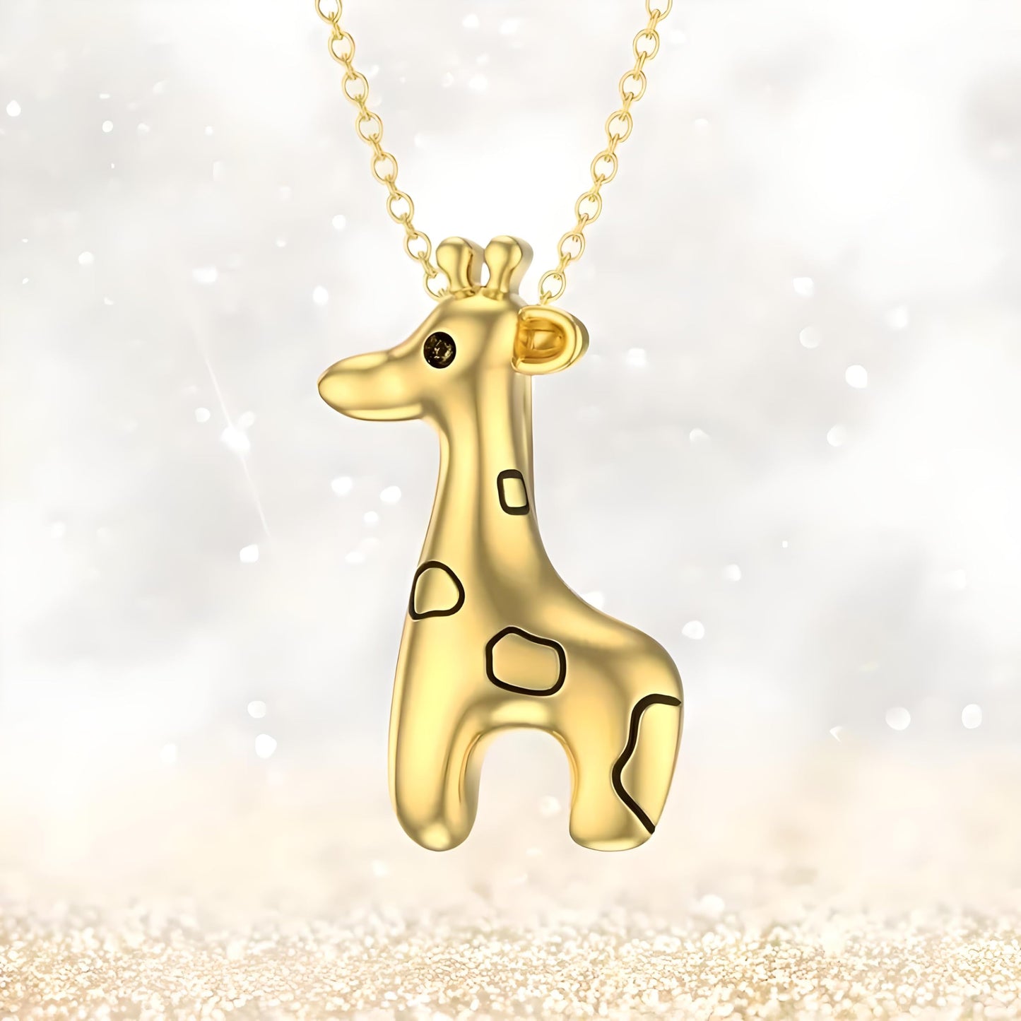 SUPAC Sterling Silver Tree of Life Giraffe Pendant Necklace, Pendant Necklace, Blue Crystal Background, Gift for Animal Lovers! (Golden Giraffe)