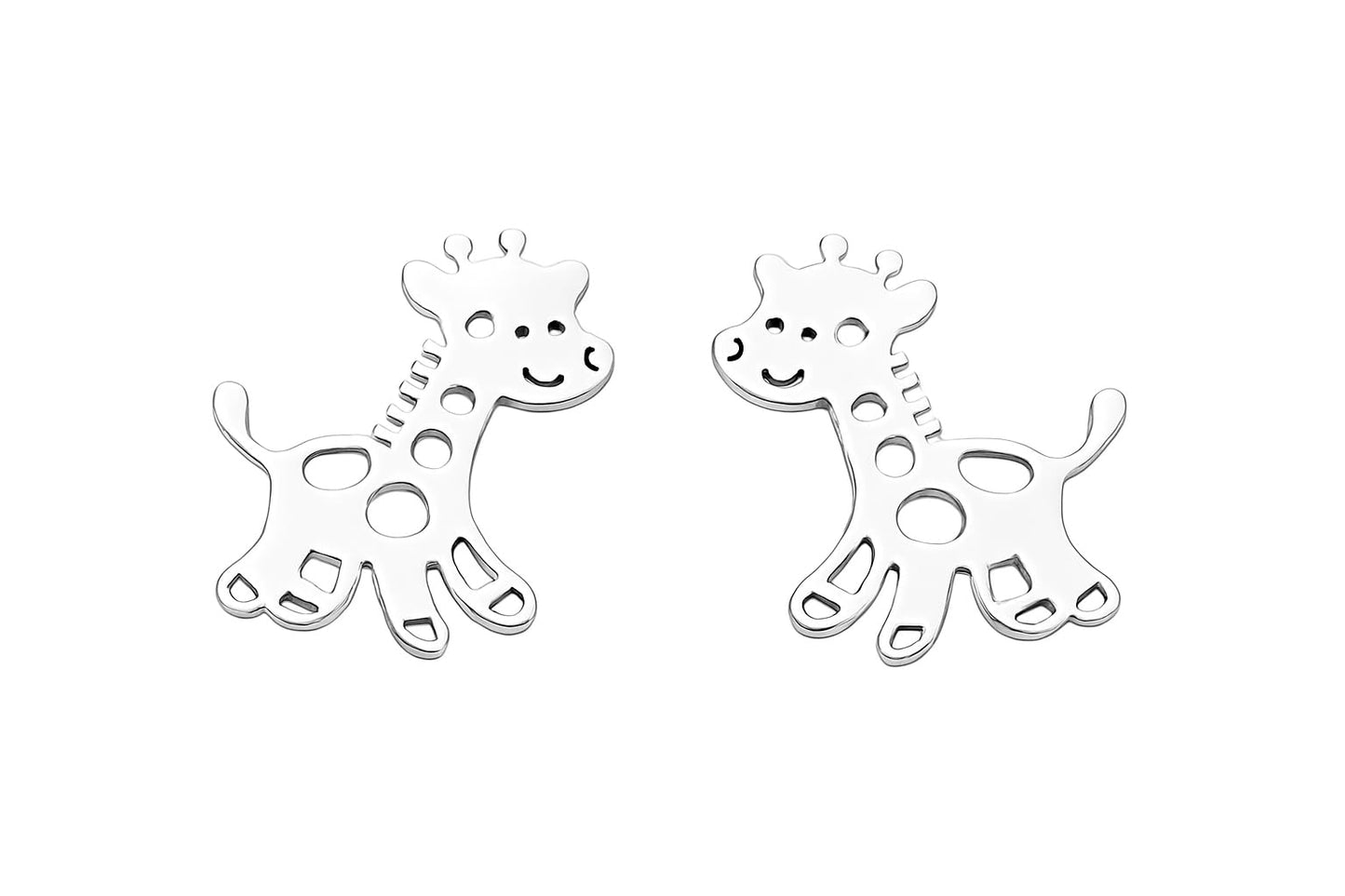 Cute Giraffe Stud Earrings, Black, Silver, Rose Gold, and Gold Options, Stainless Steel, Animal Design - Gift for Giraffe Lovers