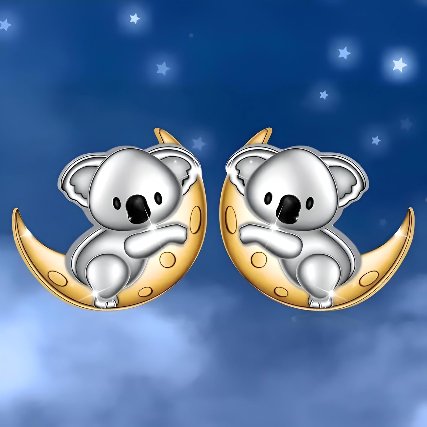 Heart-Shaped Animal Dangle Earrings, Monkey and Koala, Stainless Steel with Rhinestones, Banana Charm, Birthday or Party Gift
