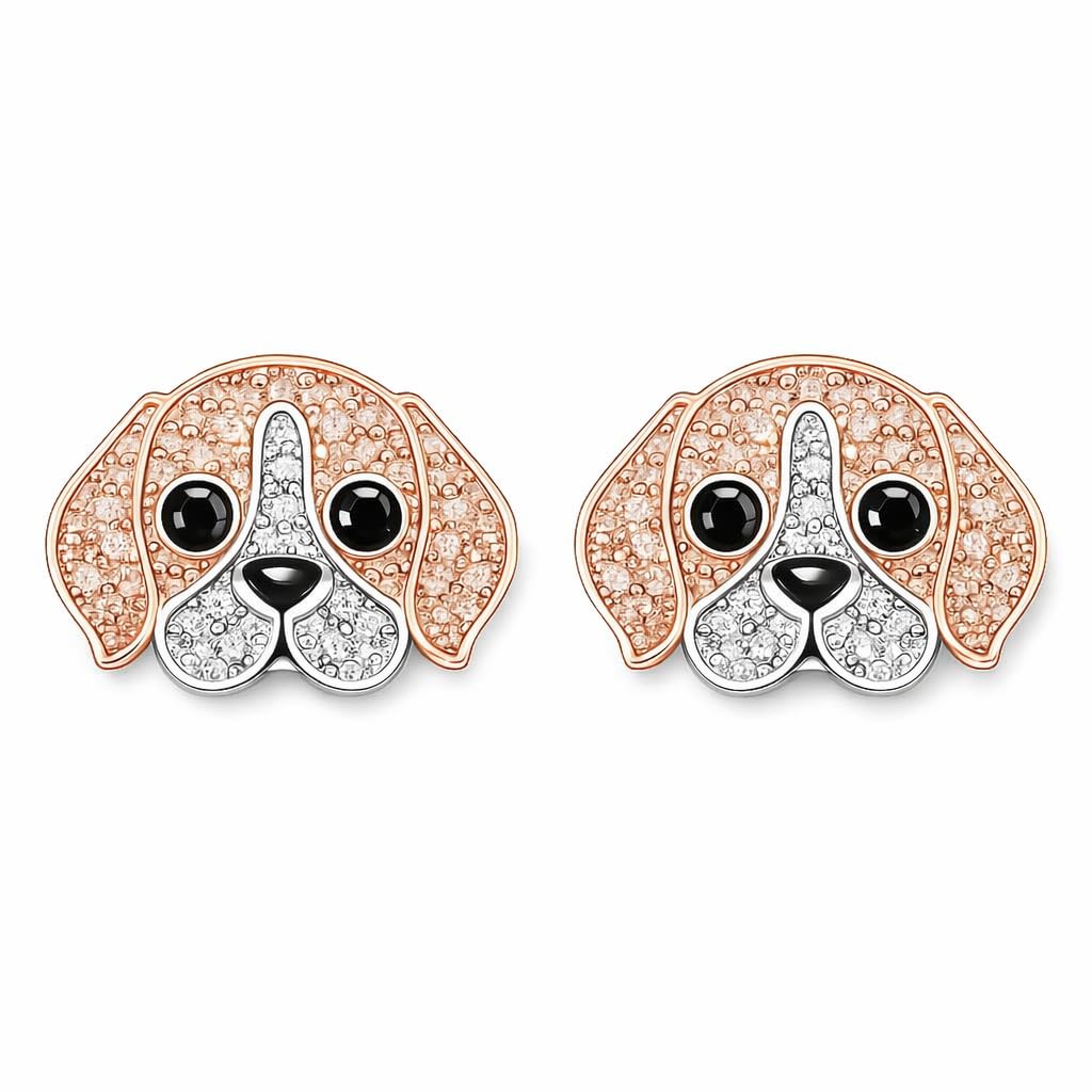 Dog Lovers' Earrings, Different Dog Breed Stud Earrings with Crystals, Rose Gold and Silver Tone - Party, Birthday, or Christmas Gift