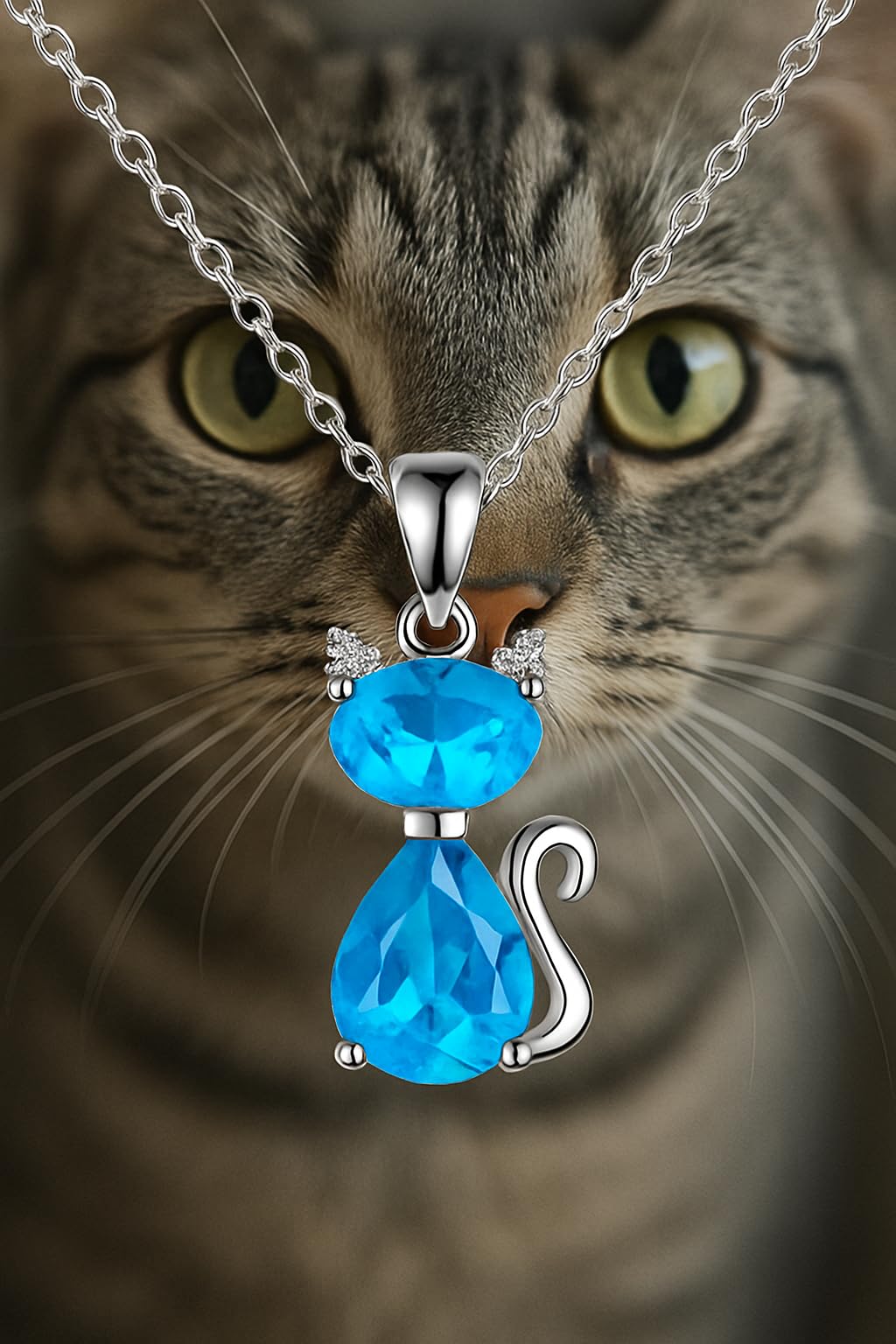SUPAC Pink Shiny Cat Pendant Necklace Jewlery, Gift for Women or Men, Birthday, Christmas or Party Gift - Delicate Exquisite Collar Charm