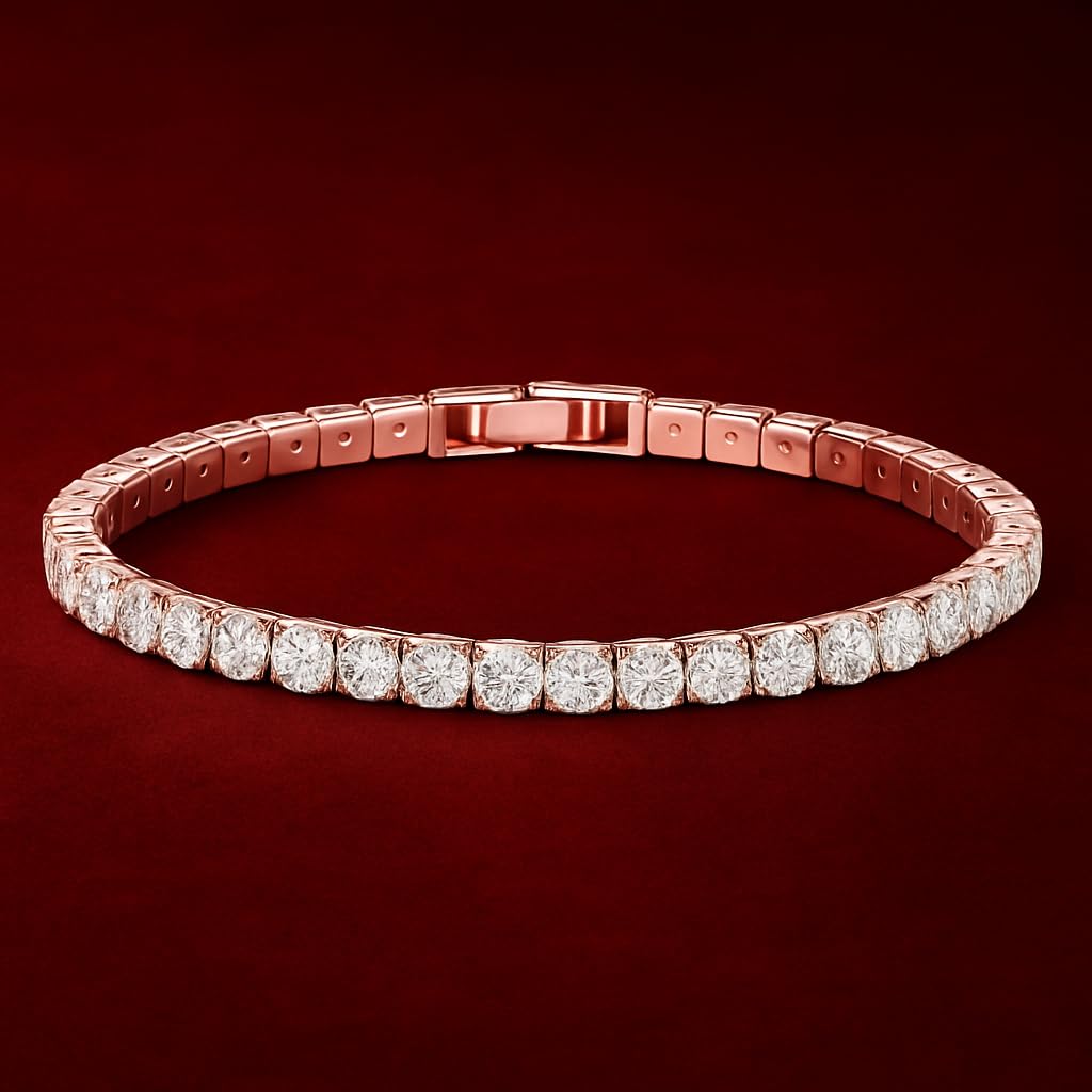 Gold Tennis Bracelet, Stretch Hand Jewelry for Women Men, Luxury Shiny (Simulated Diamond) - Christmas or Birthday Gift