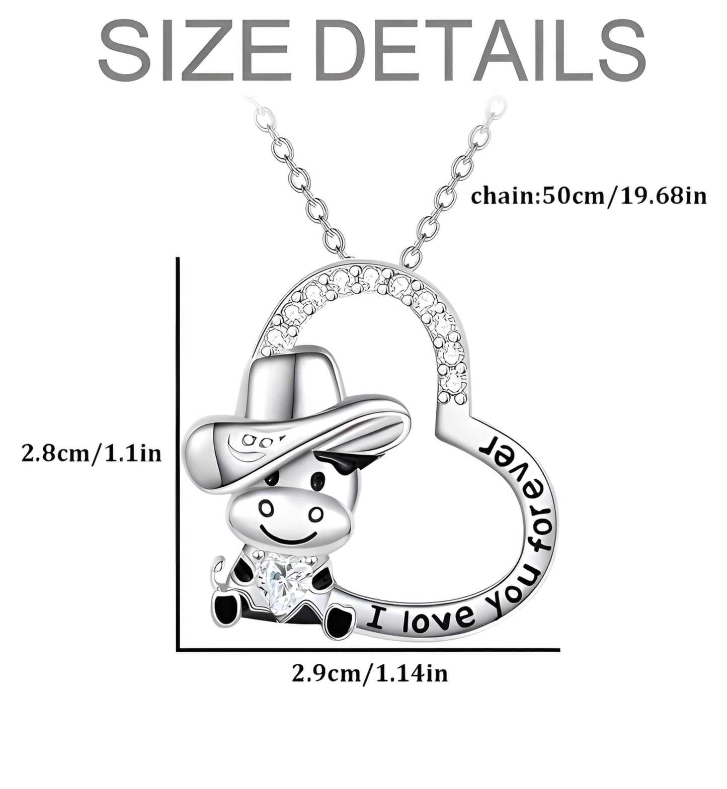 Blue Heart Shaped Mother and her Calf Cow Pendant Necklace for Women - Mother's Day Gift, Christmas, or Birthday Gift