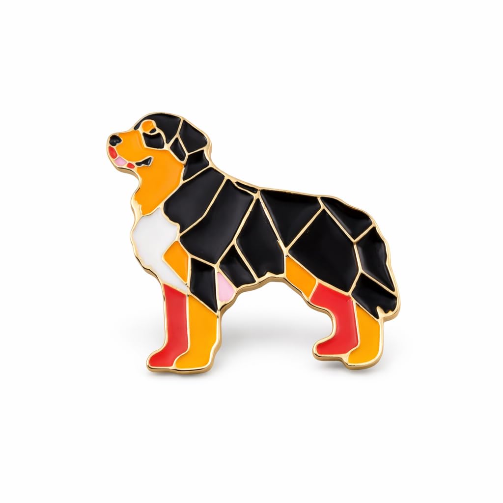 Dog Breed Pins - Geometric Australian Shepherd, Cat, Husky, Bernese Mountain Dog, Enamel Pin, Modern Art Design, White and Purple - Badge for Men