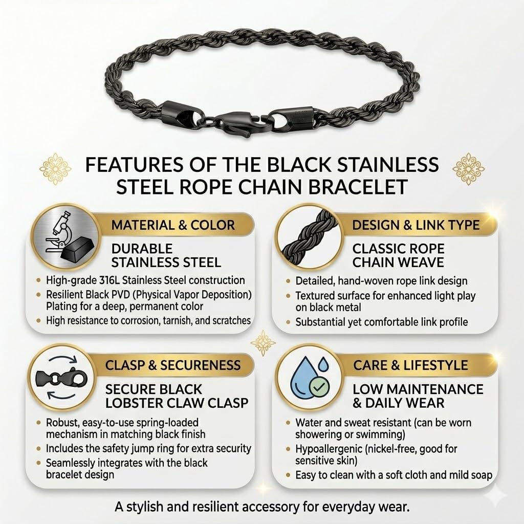 3PCS Stainless Steel Bracelets for Men Gold, Silver, Black Bracelet Twisted Cable Mens Luxury Jewelry Bracelets Gifts