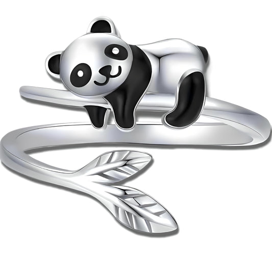 ilver Mom Daughter Adjustable Animal Ring Love Heart Animal Rings Jewelry Mother's Day Gifts for Women Wife Nana 6+ Variaitons (Panda)