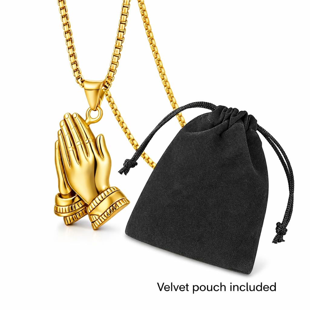 Exquisite Silver Prayer Hands Necklace - A Symbol of Faith, Elegance, and Spiritual Connection - 1pc Prayer Hands Stainless Steel Chain Pendant