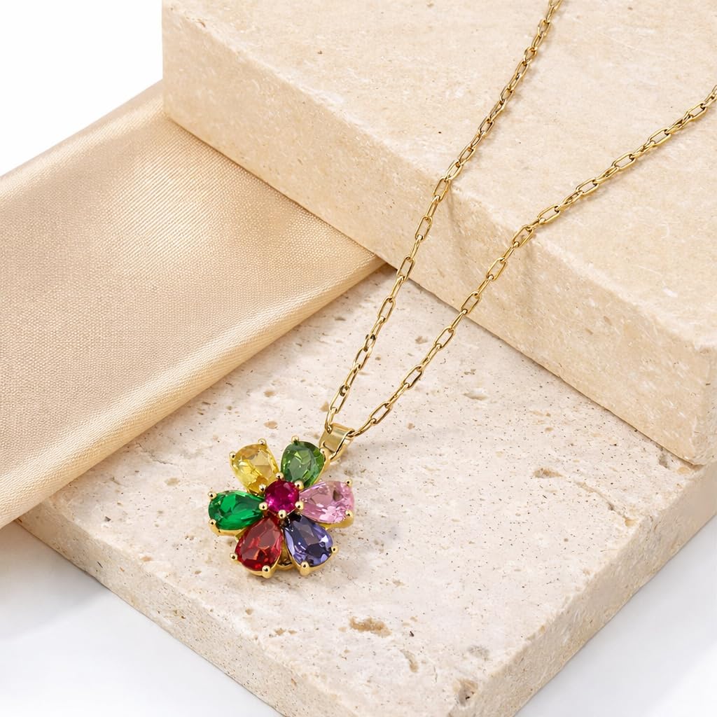 SUPAC Exquisite 360° Rotatable White Blossom Pendant Necklace - Fashion Decompression Jewelry with Adjustable Chain - Birthday Gift for Women, Lovers, Friends, and Family