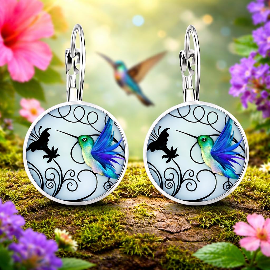 SUPAC Stunning Hummingbird Pendant Necklace - Two Humming Birds Searching for Flower - Fashionable Alloy Jewelry with Delicate Details - Birthday, Party, Gift Idea for Her