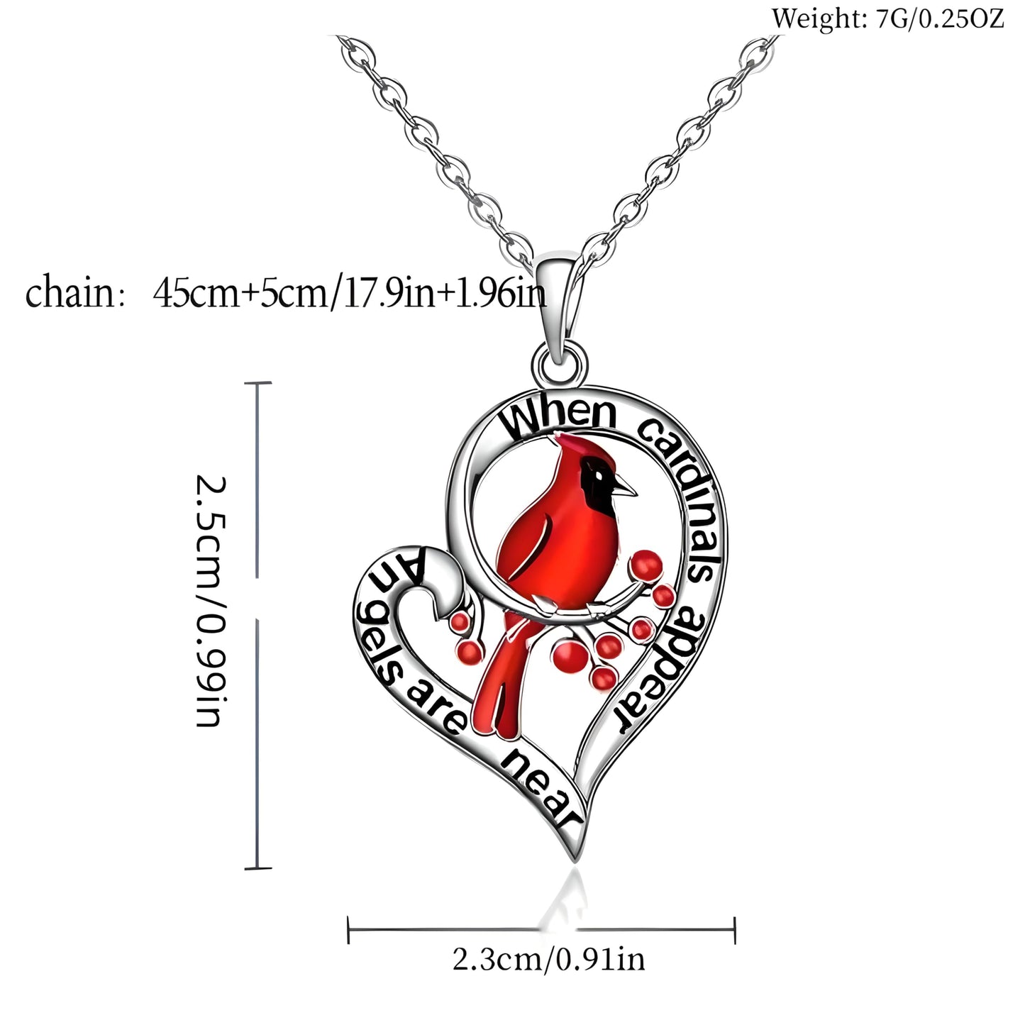SUPAC Red Cardinal Wing Ring, and Necklaces, Silver-Plated 'I Am Always with You' Inspirational Message, Adjustable - Christmas, Party, or Birthday Gift
