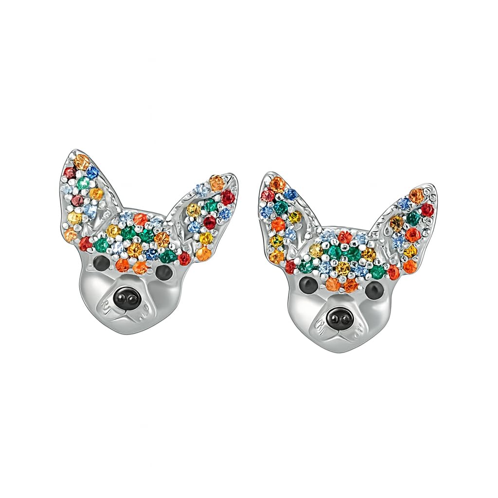 Dog Lovers' Earrings, Different Dog Breed Stud Earrings with Crystals, Rose Gold and Silver Tone - Party, Birthday, or Christmas Gift