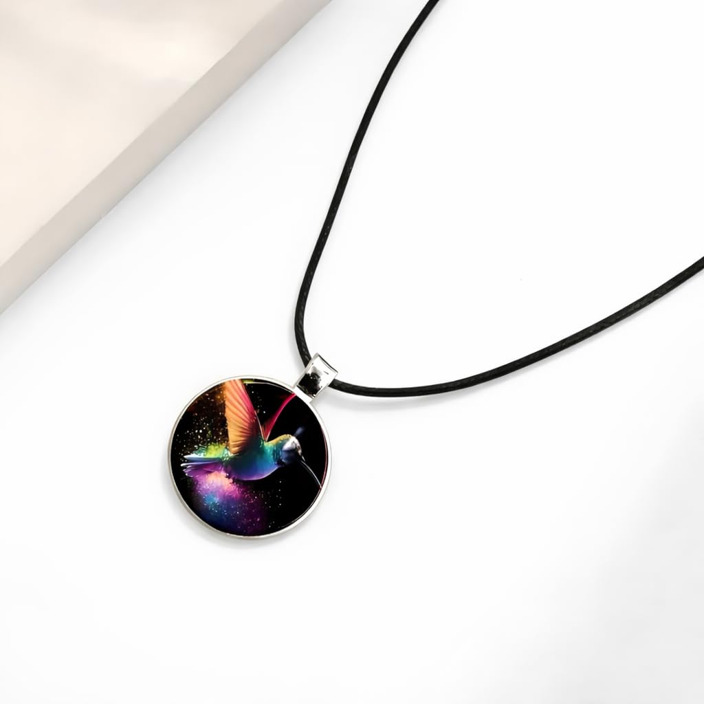 SUPAC Stunning Hummingbird Pendant Necklace - Two Humming Birds Searching for Flower - Fashionable Alloy Jewelry with Delicate Details - Birthday, Party, Gift Idea for Her