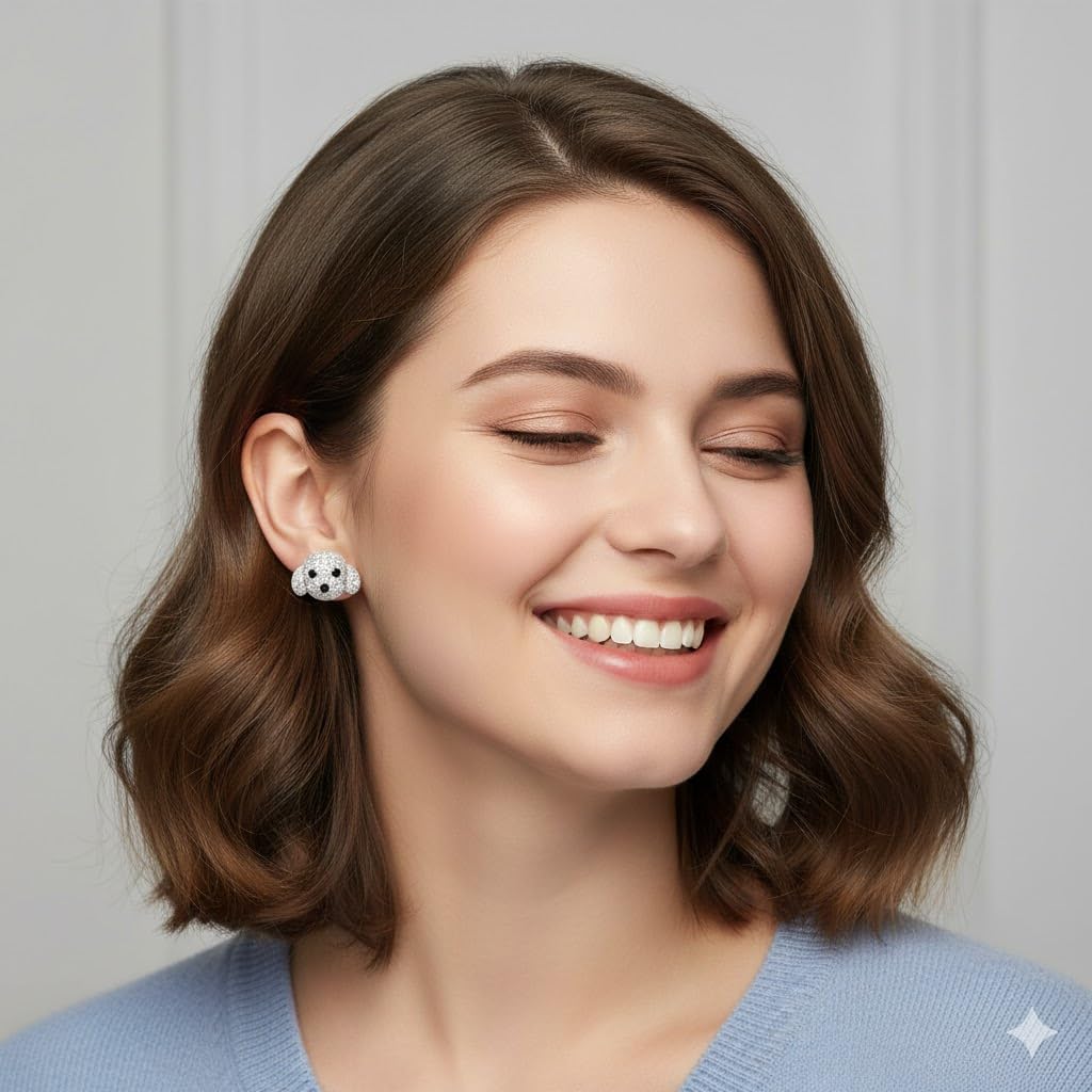 Dog Lovers' Earrings, Different Dog Breed Stud Earrings with Crystals, Rose Gold and Silver Tone - Party, Birthday, or Christmas Gift