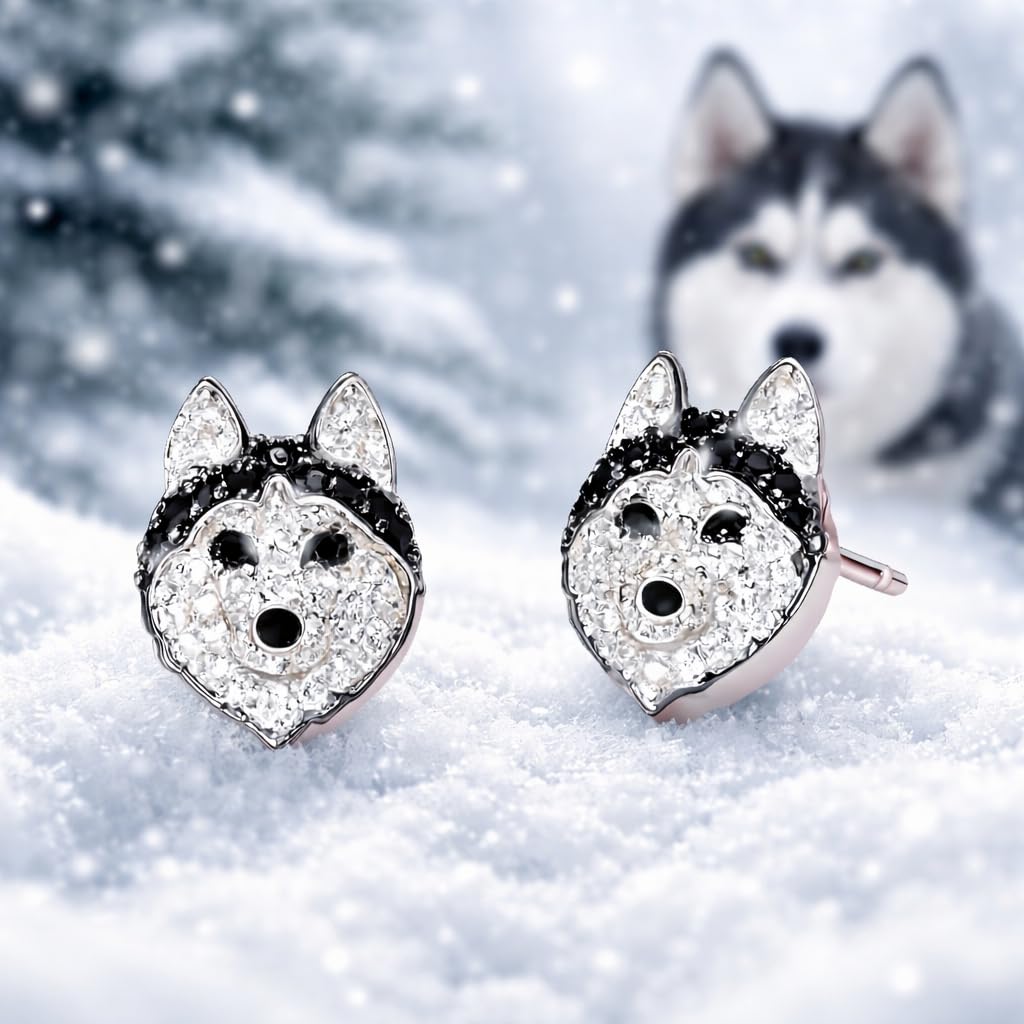 Dog Lovers' Earrings, Different Dog Breed Stud Earrings with Crystals, Rose Gold and Silver Tone - Party, Birthday, or Christmas Gift