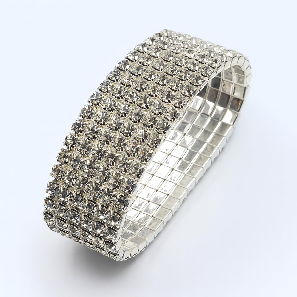 Gold Tennis Bracelet, Stretch Hand Jewelry for Women Men, Luxury Shiny (Simulated Diamond) - Christmas or Birthday Gift