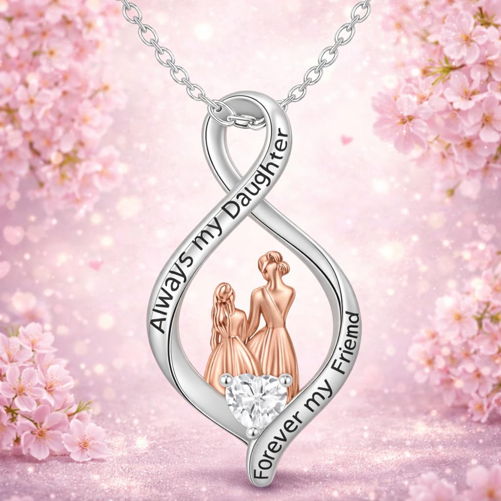 SUPAC Elegant Mother-Daughter Necklace - Always my Daughter, Forever my Friend, Symbolic Pendant Chain, Stainless Steel, Gift For Birthday, Christmas