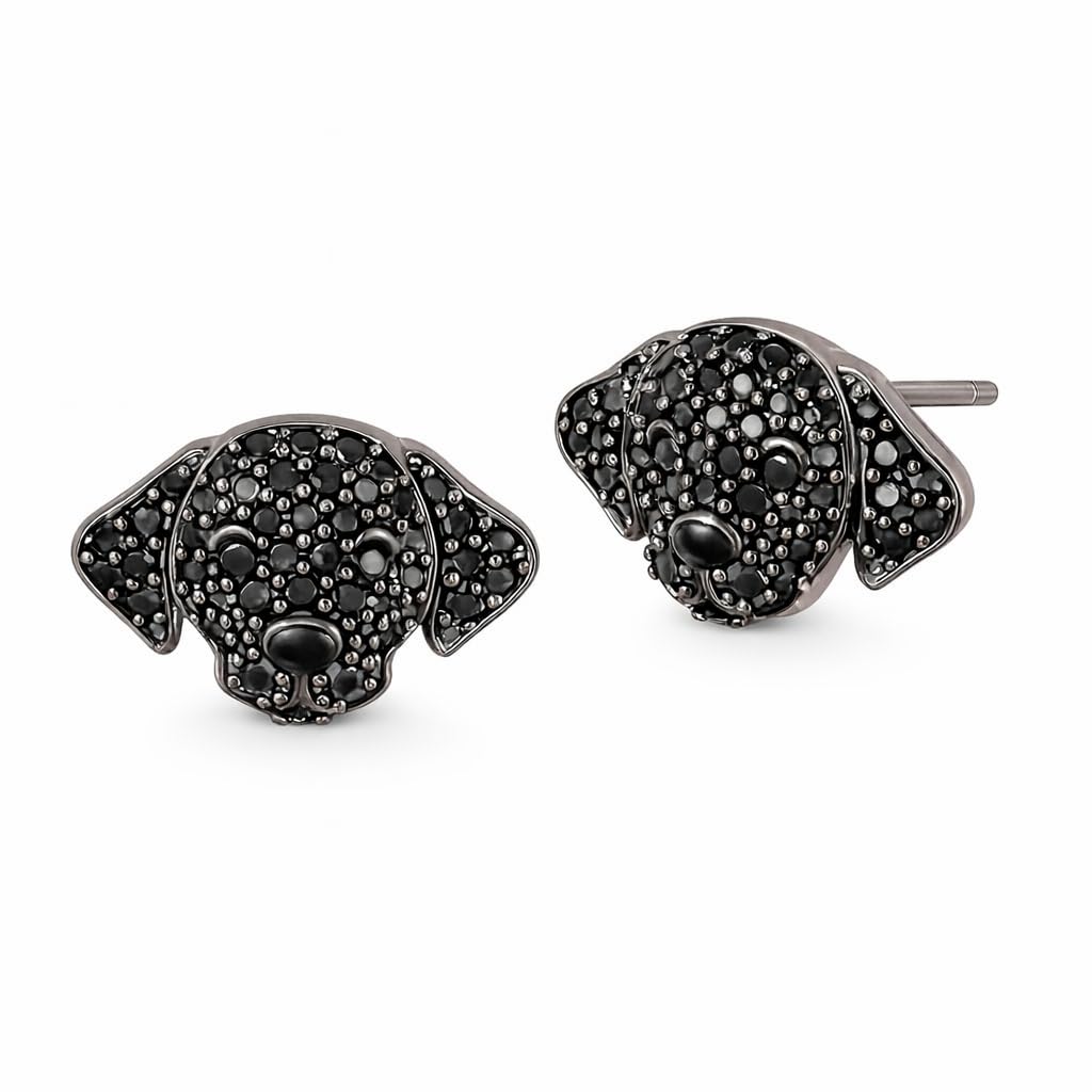 Dog Lovers' Earrings, Different Dog Breed Stud Earrings with Crystals, Rose Gold and Silver Tone - Party, Birthday, or Christmas Gift