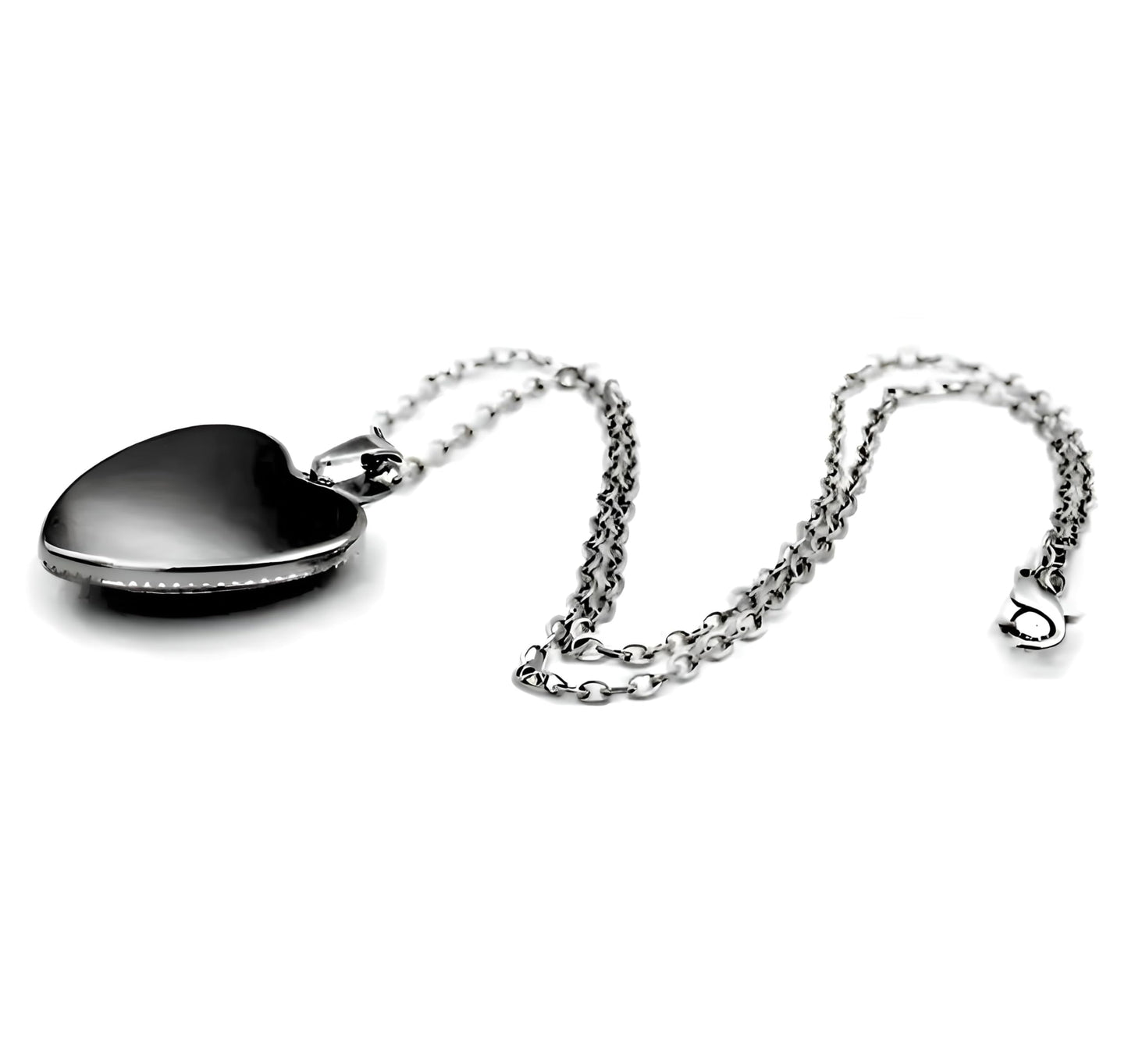 Heart-Shaped Pendant Necklace with Different Animals - Panda, Horse, Deer, Cat, Elephant, Dog Scenic Views, Stainless Steel Necklace with Glass Pendant - Christmas, Holiday, or Birthday Gift (2 Kittens)