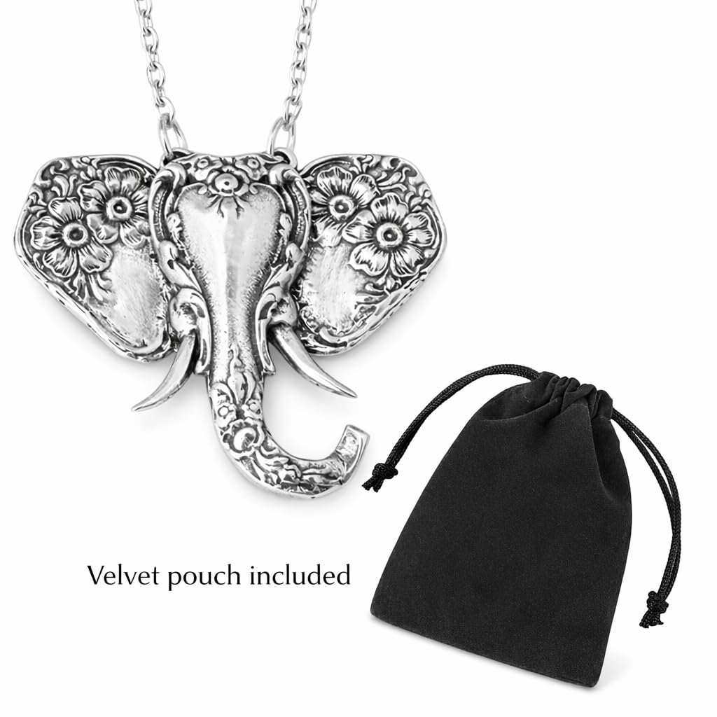 SUPAC Elephant Necklace, Silver Design - Elephant Lovers' Gift