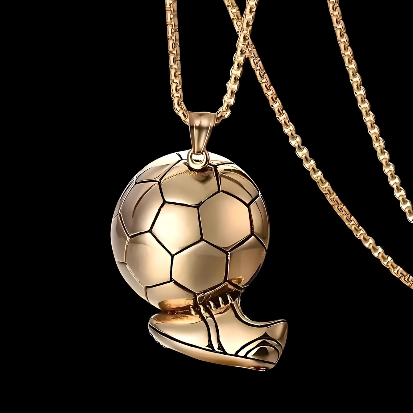 Soccer Cleats and Ball Silver or Gold Necklace – Show Your Love for the Beautiful Game!", - Score Style Points On and Off the Field! Stainless Steel Soccer Fan Pendant - Hip-Hop Street Style Necklace, Durable & Fashion-Forward SUPAC