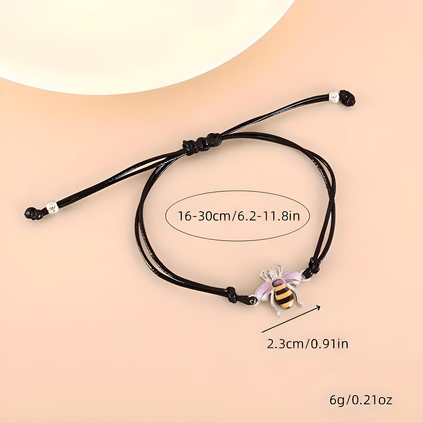 SUPAC Animal and Sport Friendship Bracelet, Always Bee You Wish Bracelet, Black Adjustable String, Decorative Animal Charms, 6.2-11.8 inches (Bee)