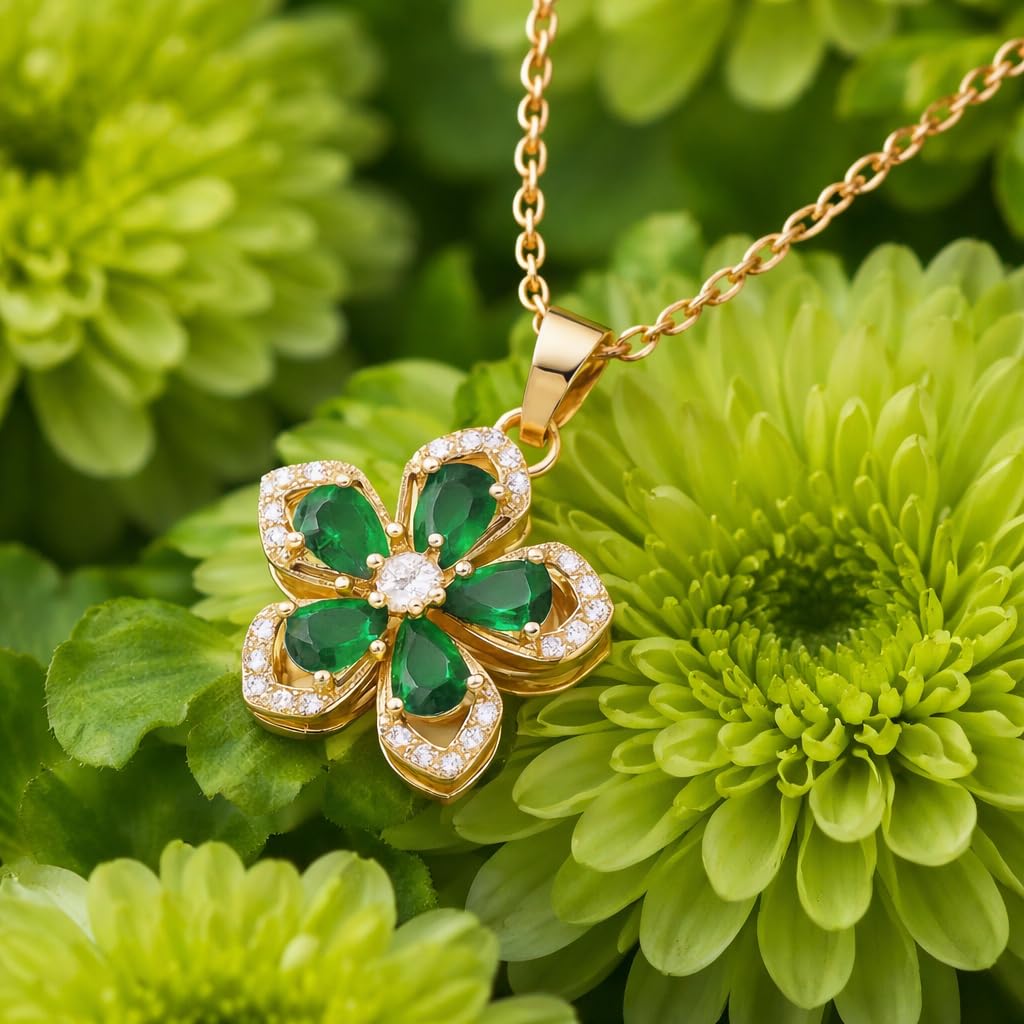 SUPAC Exquisite 360° Rotatable White Blossom Pendant Necklace - Fashion Decompression Jewelry with Adjustable Chain - Birthday Gift for Women, Lovers, Friends, and Family