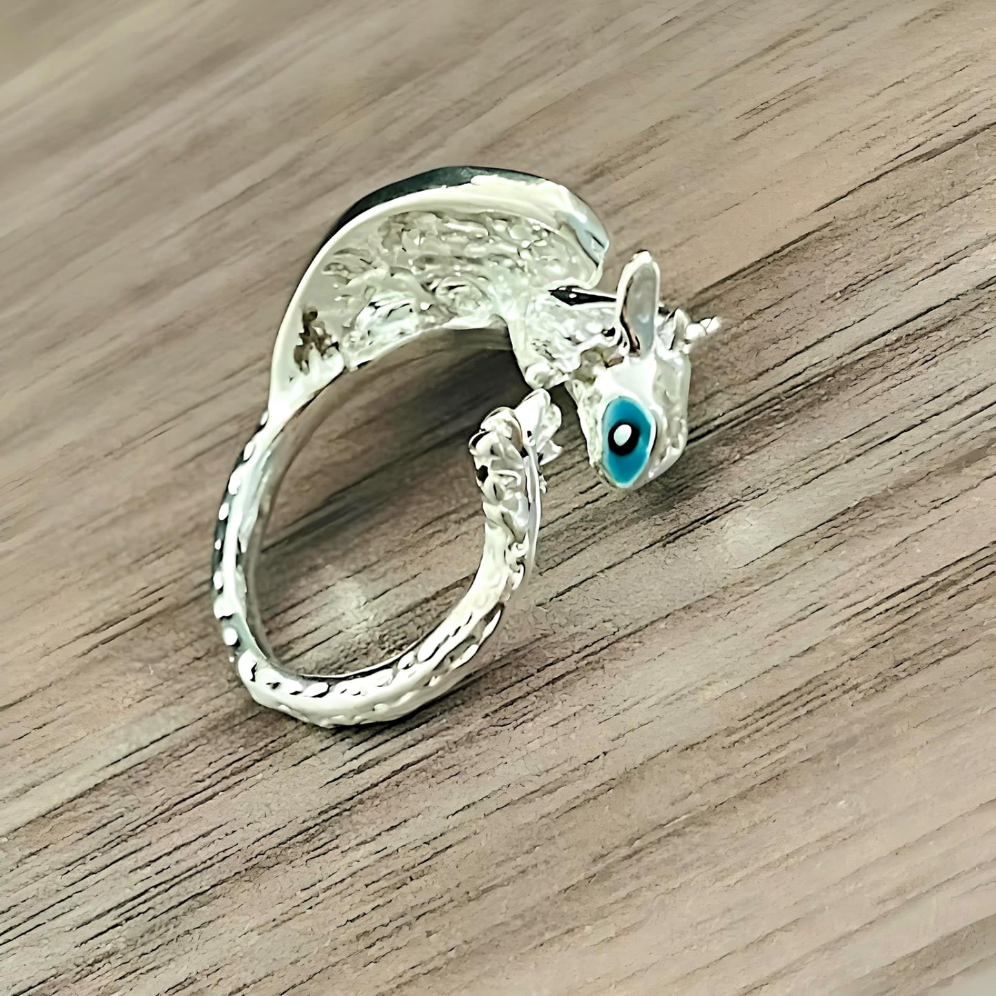 Whimsical Silver Flying Dragon Ring - Unique Animal Shape Design, Adjustable Index Finger Ring for Men or Women, Cute Personality Statement Jewelry, Niche Fashion Accessory