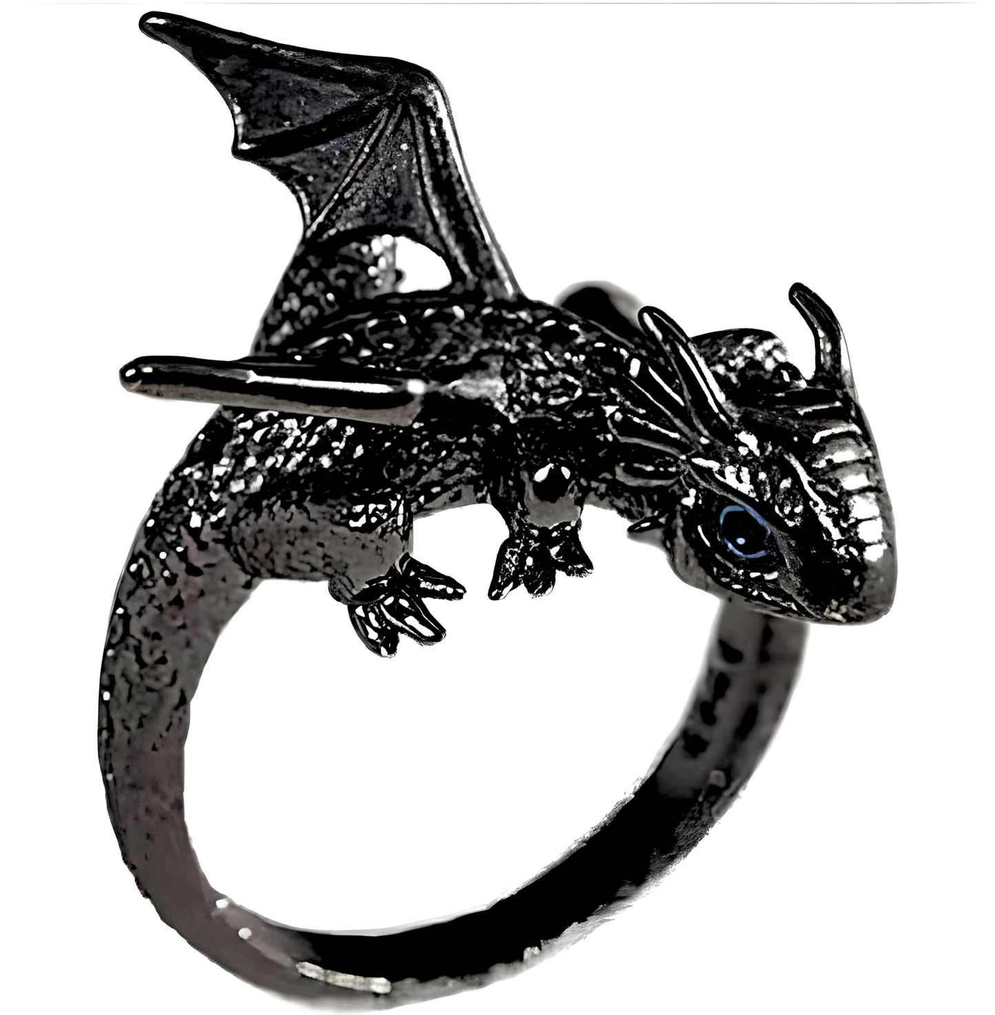 Whimsical Silver Flying Dragon Ring - Unique Animal Shape Design, Adjustable Index Finger Ring for Men or Women, Cute Personality Statement Jewelry, Niche Fashion Accessory