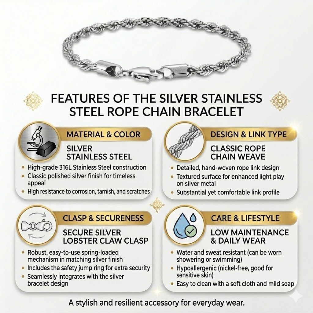 3PCS Stainless Steel Bracelets for Men Gold, Silver, Black Bracelet Twisted Cable Mens Luxury Jewelry Bracelets Gifts