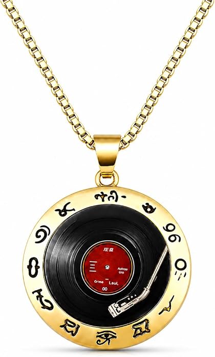 SUPAC Music Record Pendant Necklace - Avant-Garde Statement Jewelry Gift