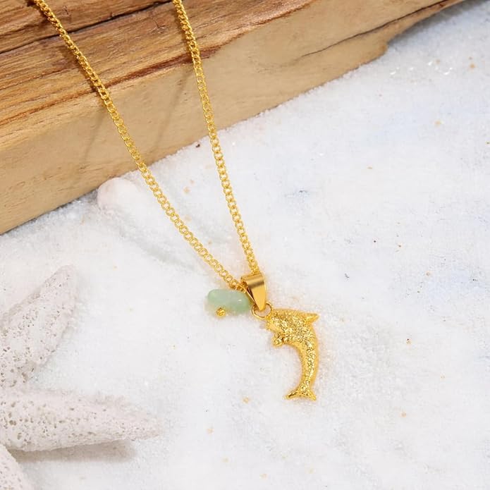 Whale Shark Necklace with Sea Glass Accent, Gold and Silver Chain - 4 Color Options