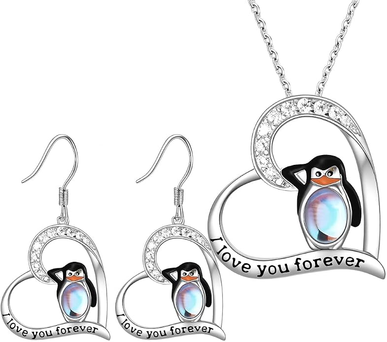SUPAC Sterling Silver Penguin Pendant Necklace - Opal, CZ Accents