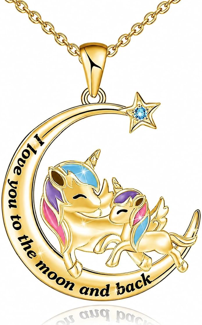 SUPAC Unicorn Moon Pendant Necklace - Mother Daughter Gift