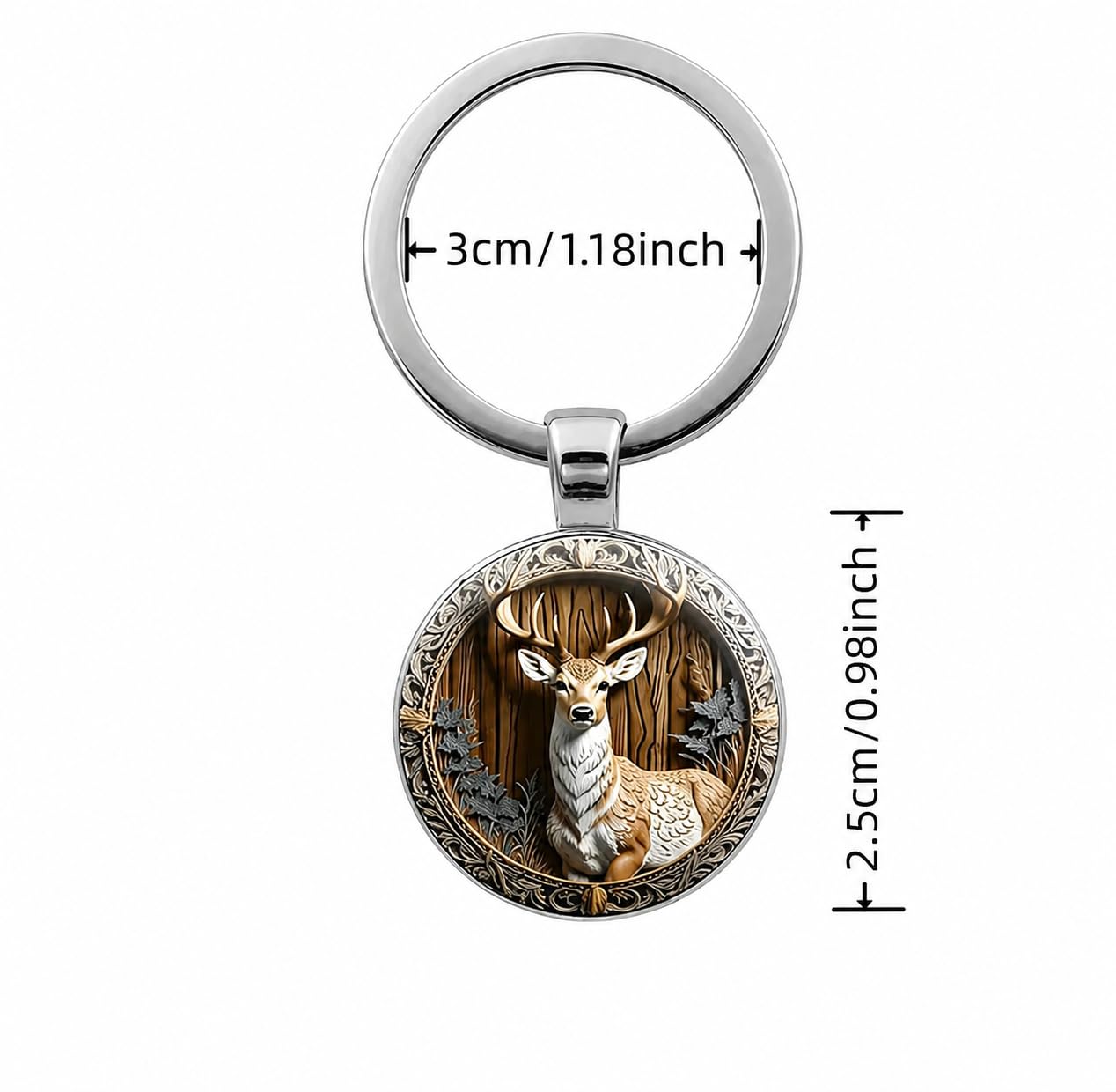 White-Tailed Deer Stained Glass Art Keychain - Woodland Nature Scene